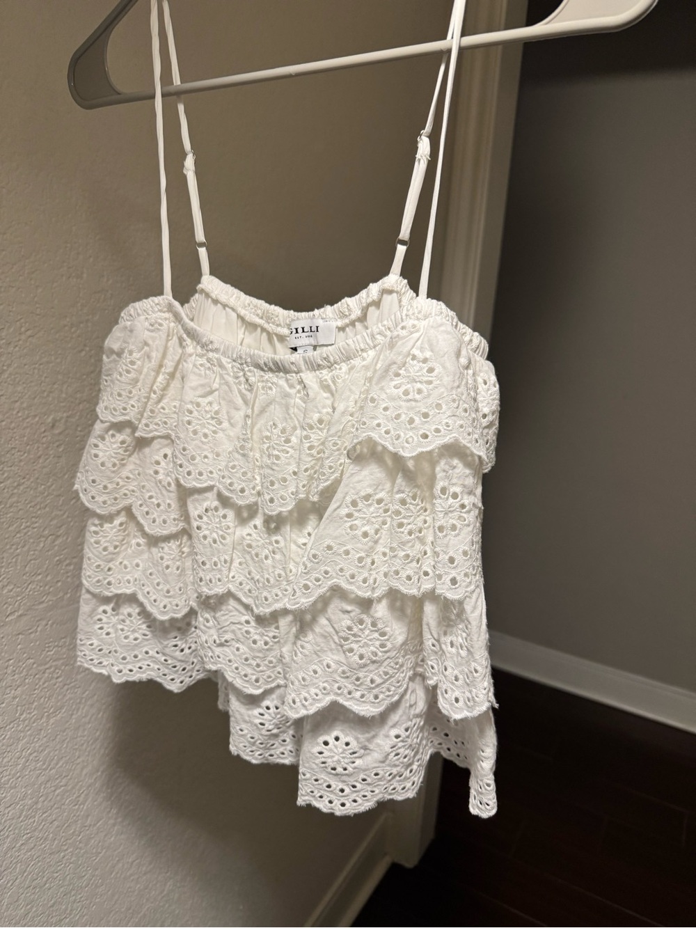 Gilli White Eyelet Ruffle Camisole